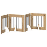 Foldable Dog Gate with Stands 4 pcs Artisan Oak 241 cm - Front View