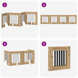Foldable Dog Gate with Stands 4 pcs Artisan Oak 241 cm - Close-Up Angle