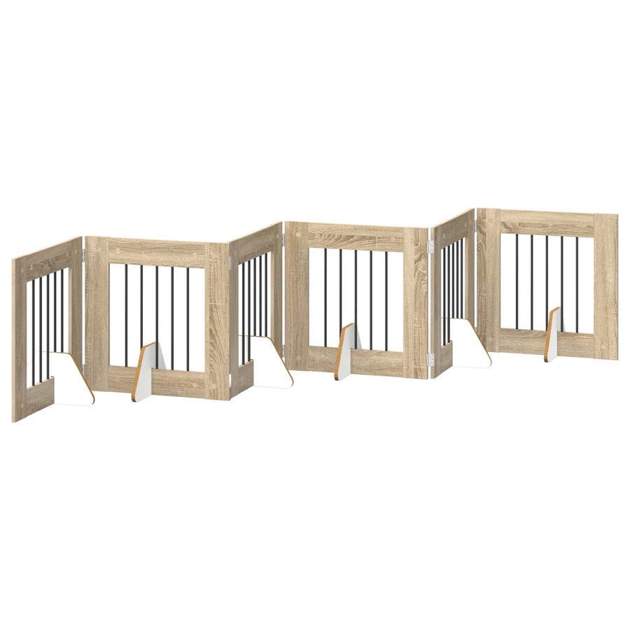 Foldable Dog Gate with Stands 6 pcs Sonoma Oak 362 cm