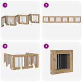 Foldable Dog Gate with Stands 6 pcs Artisan Oak 362 cm - Close-Up Angle