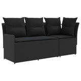 Garden Armrest Sofa with Corner Sofa 2 Piece Black PE Rattan