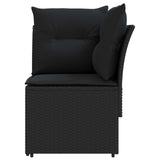 Garden Armrest Sofa with Corner Sofa 2 Piece Black PE Rattan - Rear View