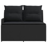 Garden Armrest Sofa with Corner Sofa 2 Piece Black PE Rattan - Close-Up Angle