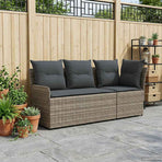 2 pcs Garden Armrest Sofa with Corner Sofa PE Rattan