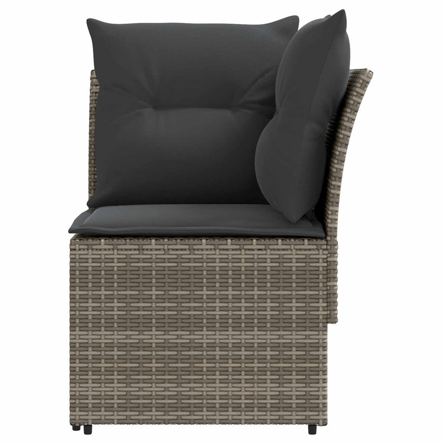 2 pcs Garden Armrest Sofa with Corner Sofa PE Rattan