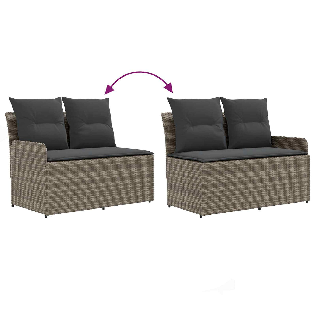 Garden Armrest Sofa with Corner Sofa 2 Piece Grey and Dark Grey