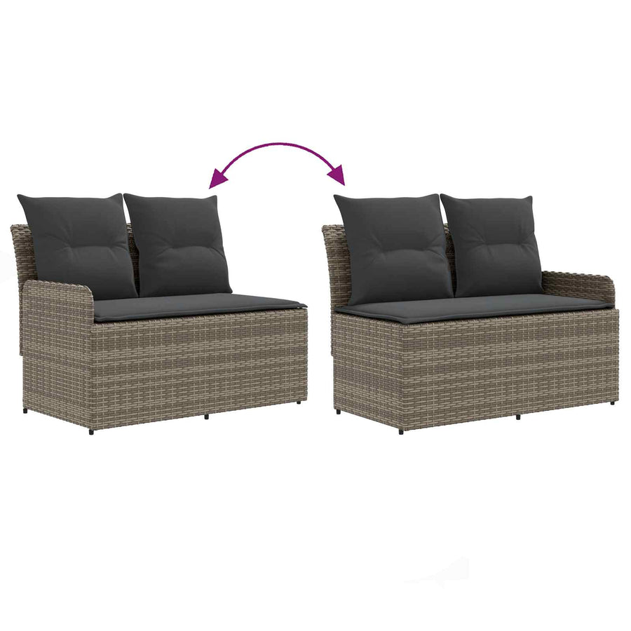 2 pcs Garden Armrest Sofa with Corner Sofa PE Rattan