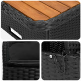 Garden Armrest Sofa with Liftup Table 2 Piece Black PE Rattan - Extra Image