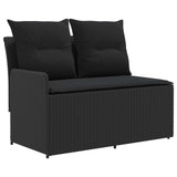 Garden Armrest Sofa with Liftup Table 2 Piece Black PE Rattan - Top-Down View