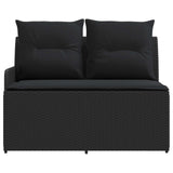 Garden Armrest Sofa with Liftup Table 2 Piece Black PE Rattan - Rear View