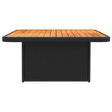 Garden Armrest Sofa with Liftup Table 2 Piece Black PE Rattan - Close-Up Angle