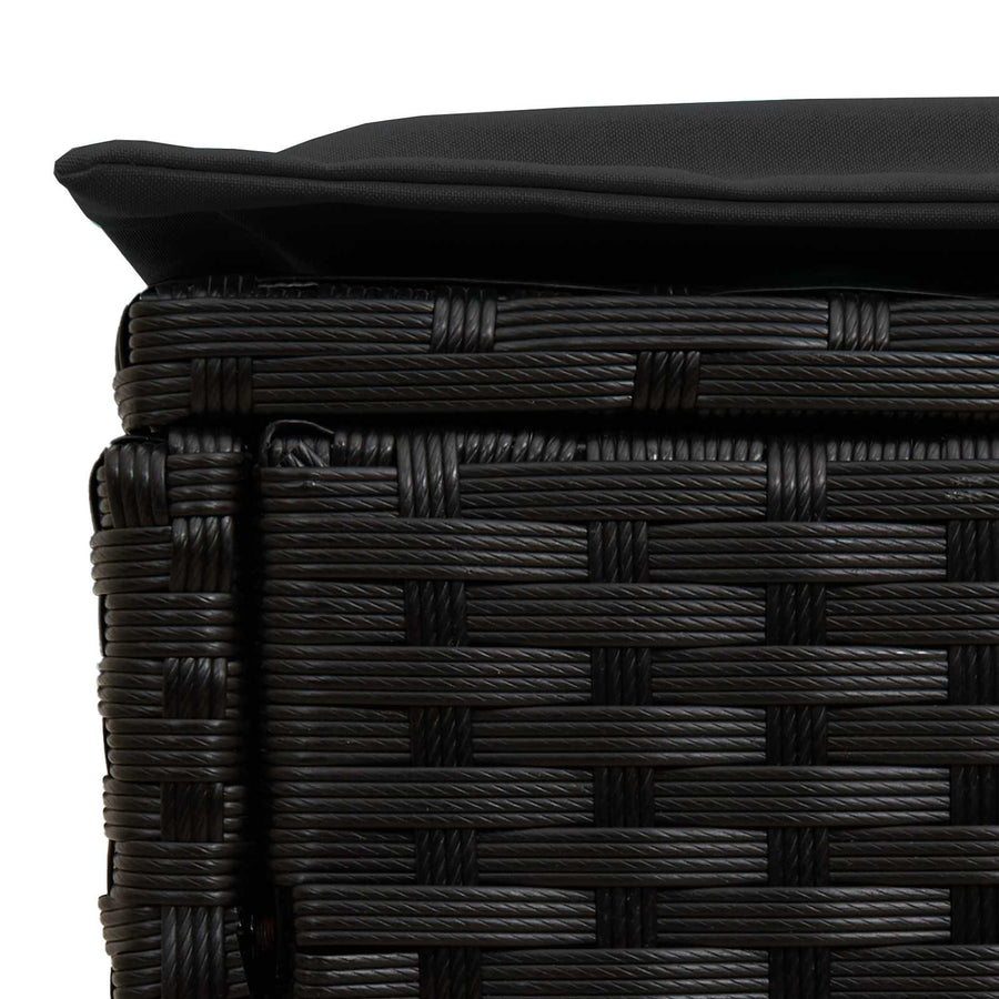 2 pcs Garden Footstool PE Rattan Black