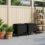 Garden Footstool 2 Piece Black 38 x 38 x 45 cm PE Rattan