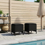 Garden Footstool 2 Piece Black 38 x 38 x 45 cm PE Rattan - Side View