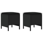 2 pcs Garden Footstool PE Rattan Black