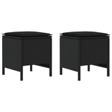 Garden Footstool 2 Piece Black 38 x 38 x 45 cm PE Rattan - Front View