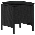 2 pcs Garden Footstool PE Rattan Black