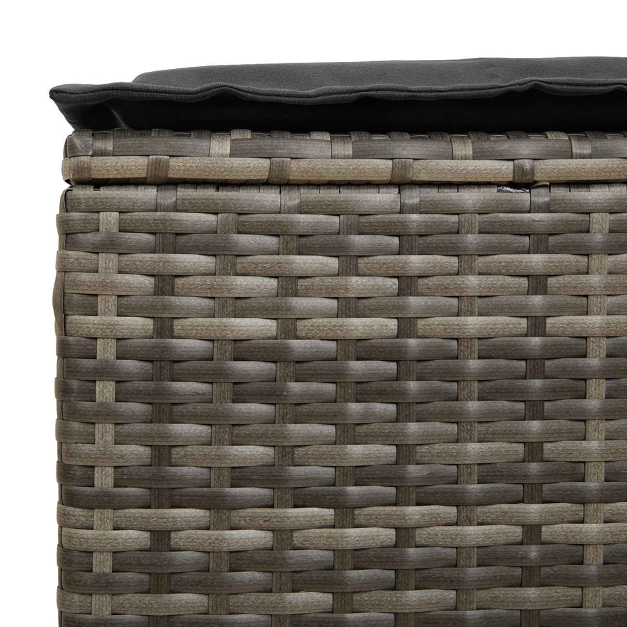 2 pcs Garden Footstool PE Rattan Grey and Dark Grey