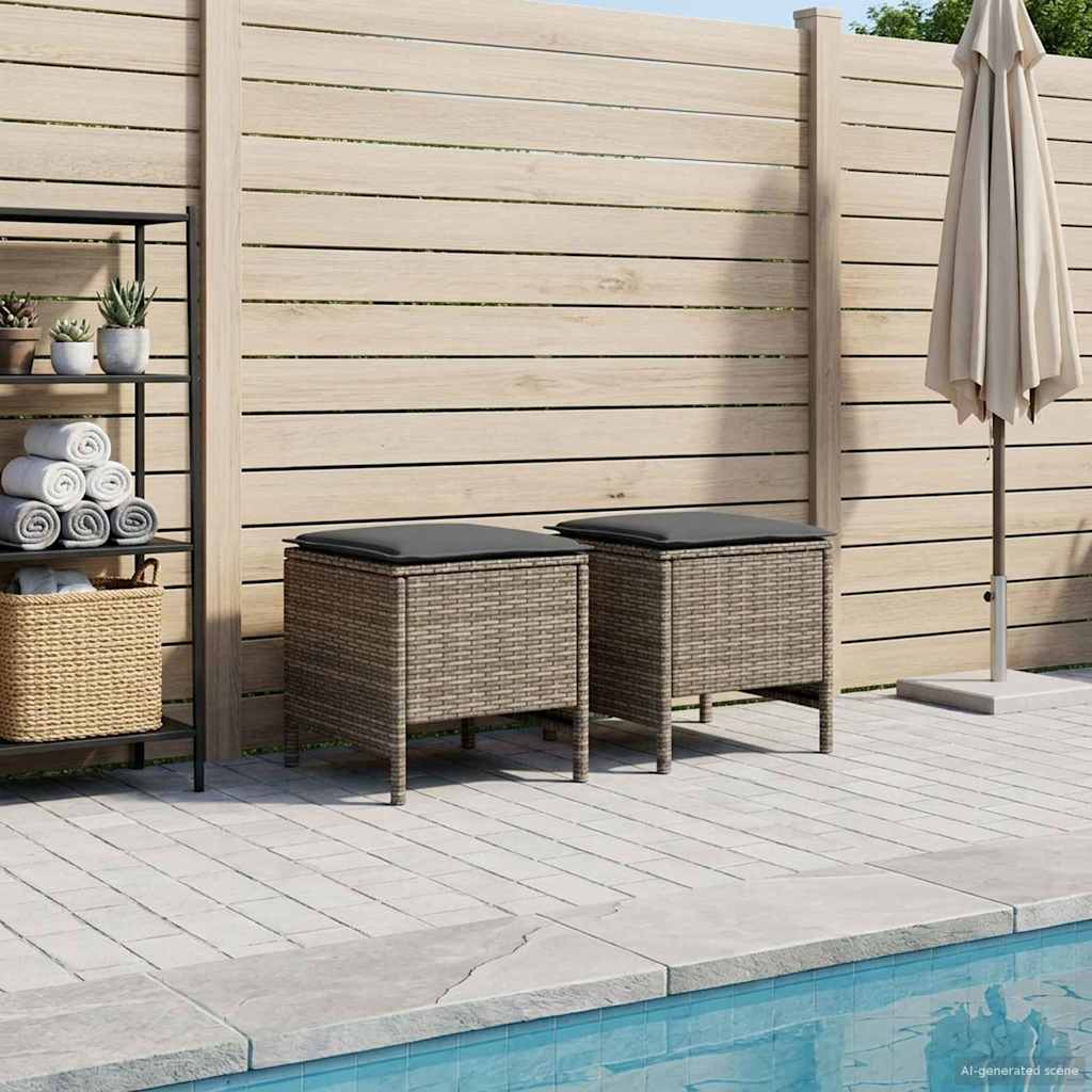 Garden Footstool 2 Piece Grey and Dark Grey 38 x 38 x 45 cm