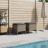 Garden Footstool 2 Piece Grey and Dark Grey 38 x 38 x 45 cm