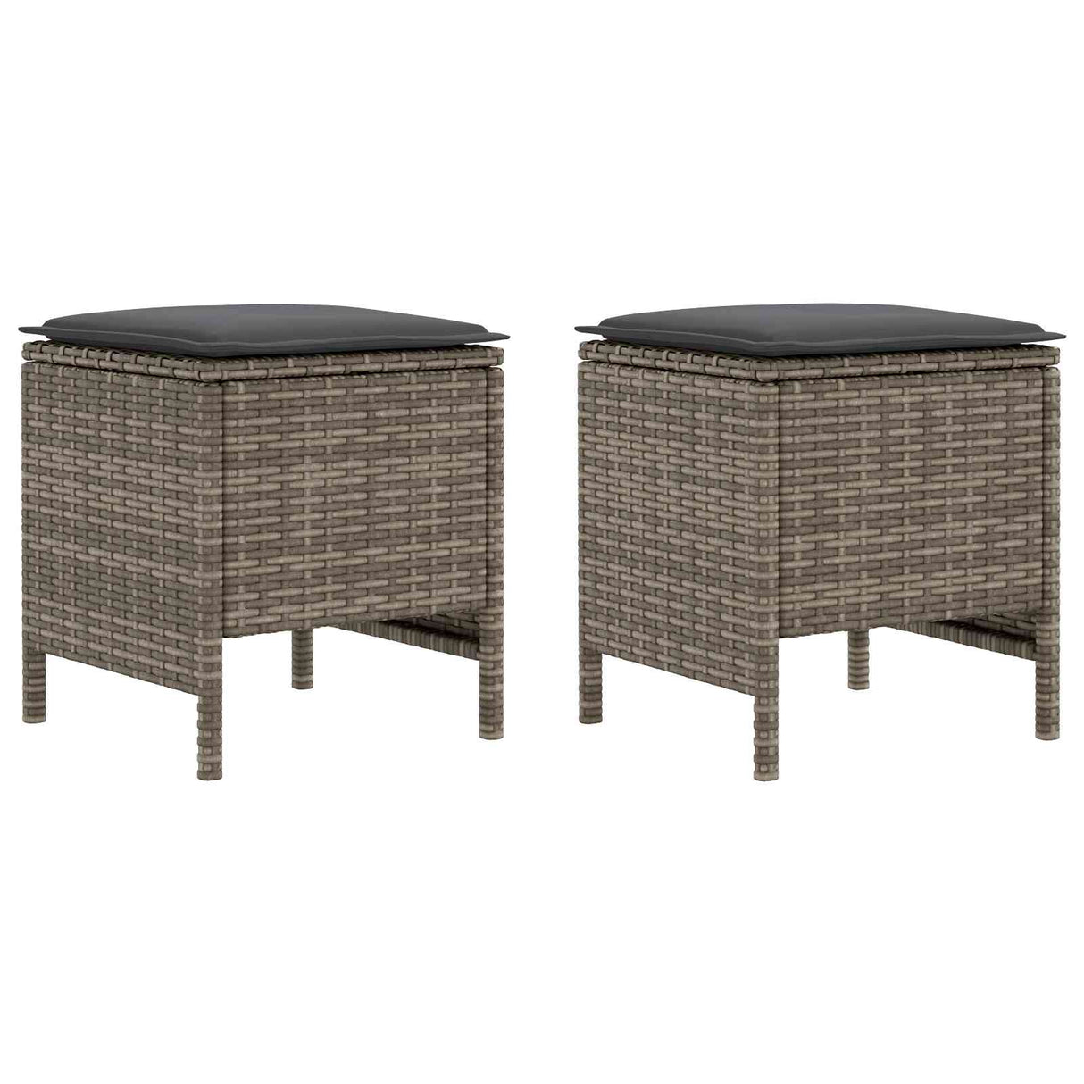 Garden Footstool 2 Piece Grey and Dark Grey 38 x 38 x 45 cm