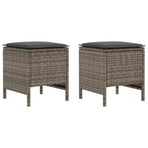 2 pcs Garden Footstool PE Rattan Grey and Dark Grey