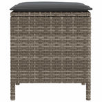 2 pcs Garden Footstool PE Rattan Grey and Dark Grey
