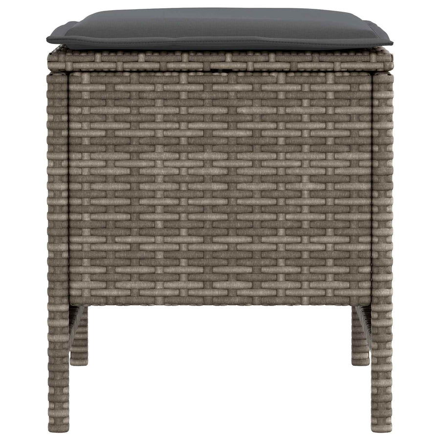 2 pcs Garden Footstool PE Rattan Grey and Dark Grey