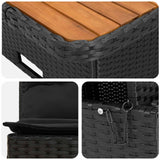 2 Piece Garden middle sofa with lift-up table Poly Rattan Black