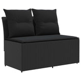2 Piece Garden middle sofa with lift-up table Poly Rattan Black - 45-Degree Angle