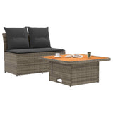 2 Piece Garden middle sofa with lift-up table Poly Rattan