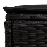 Garden Footstool with Pillow Black 80 x 38 x 45 cm PE Rattan