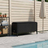 Garden Footstool with Pillow Black 80 x 38 x 45 cm PE Rattan - Side View