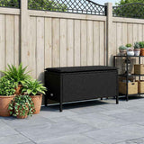Garden Footstool with Pillow Black 80 x 38 x 45 cm PE Rattan