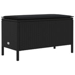 Garden Footstool with Pillow Black 80 x 38 x 45 cm PE Rattan