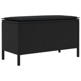 Garden Footstool with Pillow Black 80 x 38 x 45 cm PE Rattan