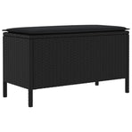Garden Footstool with Pillow Black 80 x 38 x 45 cm PE Rattan