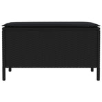 Garden Footstool with Pillow Black 80 x 38 x 45 cm PE Rattan