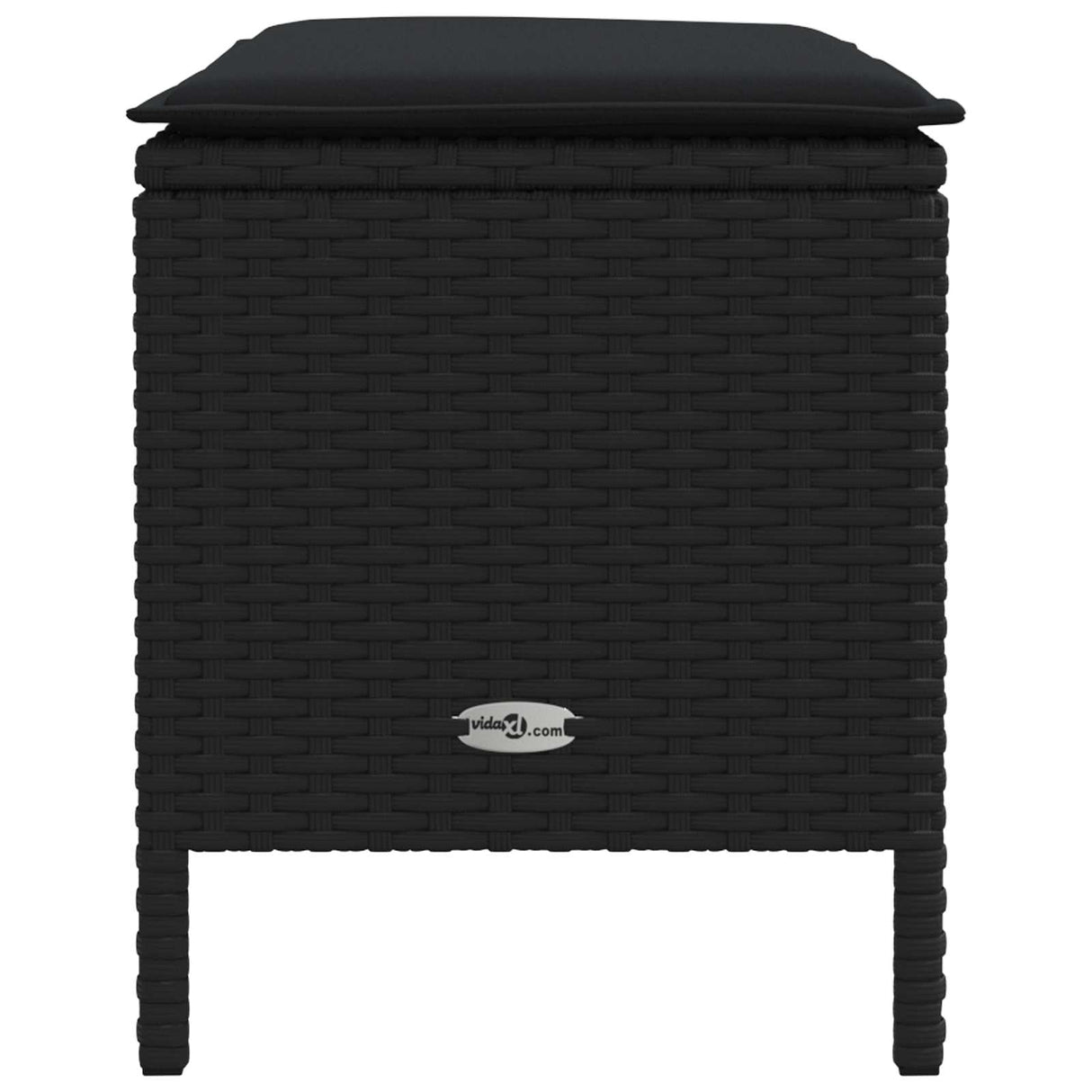 Garden Footstool with Pillow Black 80 x 38 x 45 cm PE Rattan