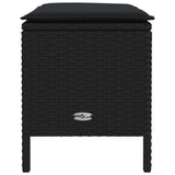 Garden Footstool with Pillow Black 80 x 38 x 45 cm PE Rattan - 45-Degree Angle