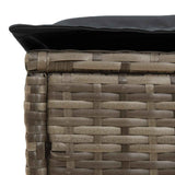 Garden Footstool Grey and Dark Grey 80 x 38 x 45 cm PE Rattan - Close-Up Angle