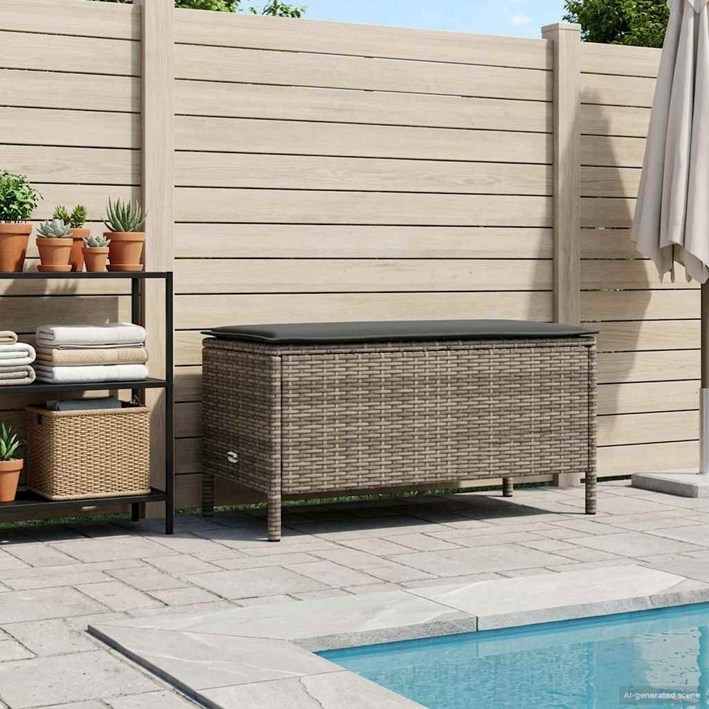 Garden Footstool Grey and Dark Grey 80 x 38 x 45 cm PE Rattan