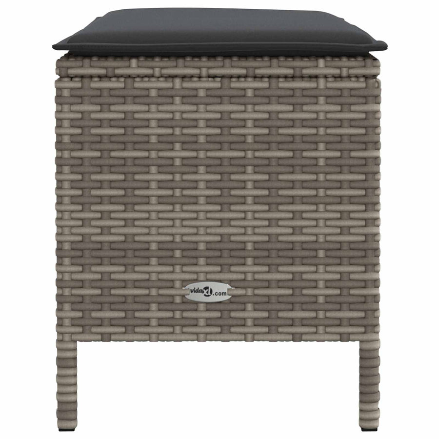 Garden Footstool Grey and Dark Grey 80 x 38 x 45 cm PE Rattan