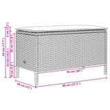 Garden Footstool Grey and Dark Grey 80 x 38 x 45 cm PE Rattan - Extra Image