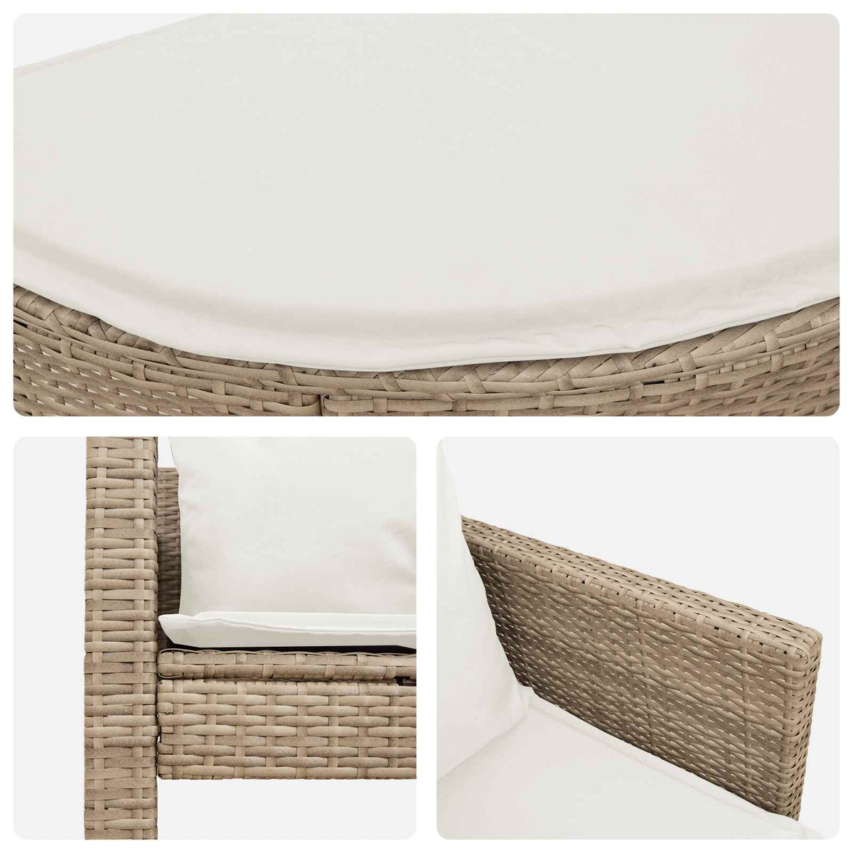 Garden Sofa 8 pcs Poly Rattan Beige and Cream White