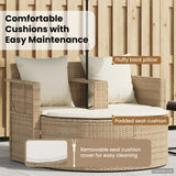 Garden Sofa 8 pcs Beige and Cream White Poly Rattan - Extra Image