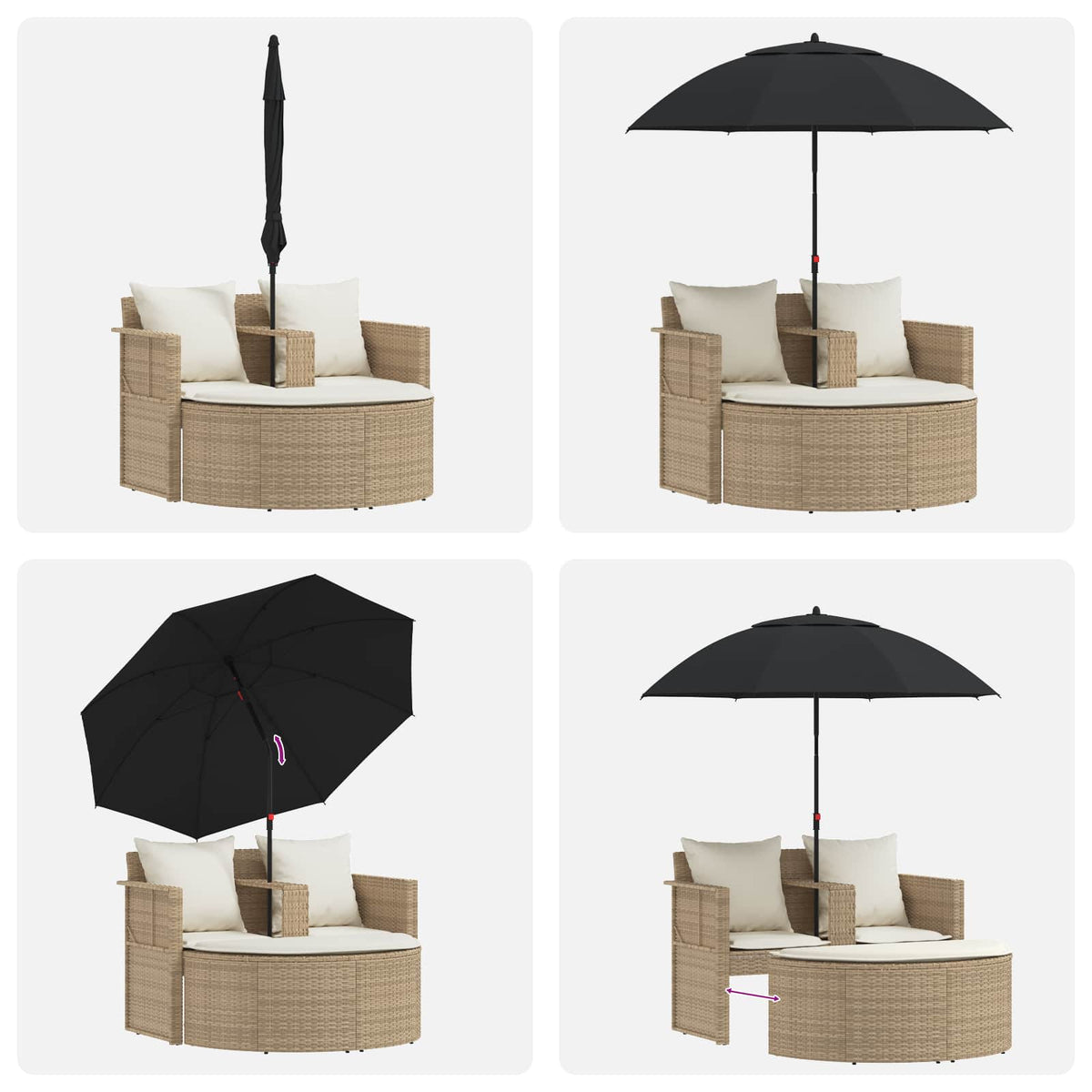 Garden Sofa 8 pcs Poly Rattan Beige and Cream White