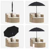 Garden Sofa 8 pcs Poly Rattan Beige and Cream White