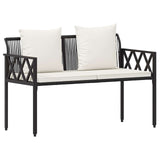 Outdoor Furniture Set 4 pcs Black and Cream White Poly Rattan