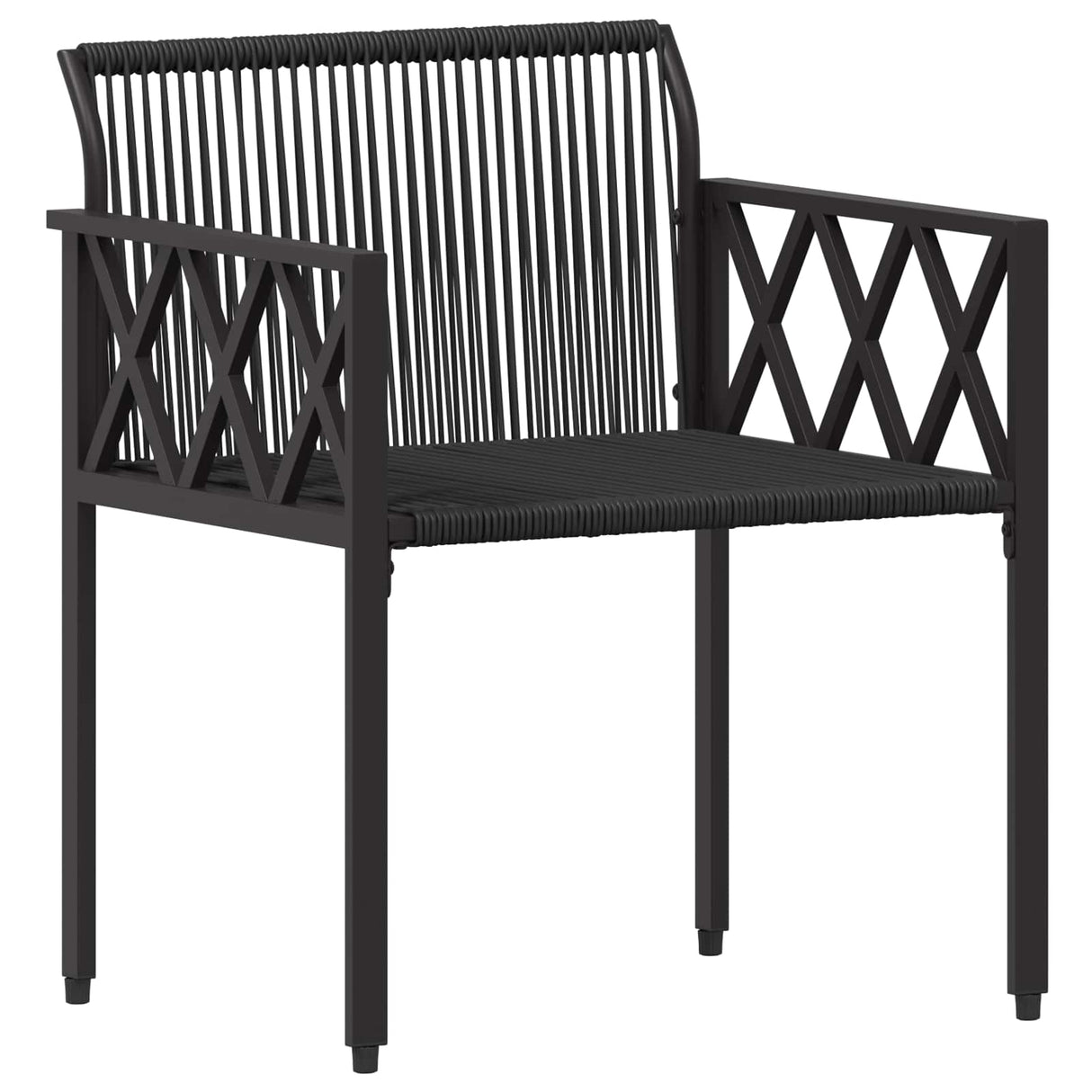 Outdoor Furniture Set 4 pcs Black and Cream White Poly Rattan